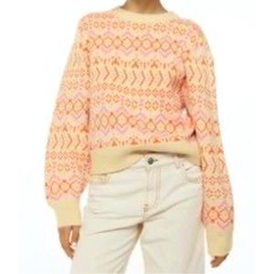 NWOT H&M Pink/Orange Knit Pullover Balloon Sweater Size Large fits like a Medium